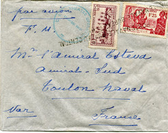 MARTINIQUE LETTRE PAR AVION (FM) AVEC CACHET " C E C THEATRE OPERATIONS ATLANTIQUE OUEST " DEPART POSTE NAVALE BUREAU... - Cartas & Documentos