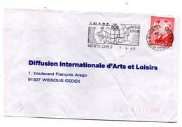 MONACO--1988--Lettre De Monte-Carlo Pour WISSOUS-91 (France)..timbre..cachet  A.M.A.D.E - Briefe U. Dokumente