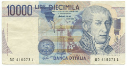 10000 LIRE FALSO D'EPOCA BANCA D'ITALIA ALESSANDRO VOLTA LETTERA D 22/11/1989 BB - [ 8] Fakes & Specimens