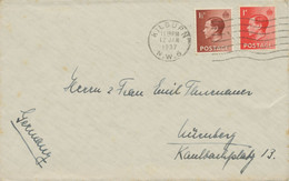 GB 1937 Edward VIII 1d & 1 ½d Mixed Postage Tied By Machine Postmark „KILBUPN / N.W.6“ (KILBURN, LONDON - POSTMARK-ERROR - Briefe U. Dokumente