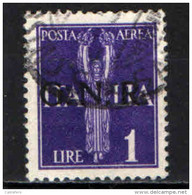 ITALIA RSI - 1944 - ALLEGORIA DEL VOLO - 1 LIRA - FRANCOBOLLO CON DIFETTO - USATO - Airmail