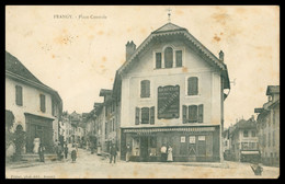 FRANGY - Place Centrale - Draperie Chapellerie - Animée - Edit. Photo PITTIER - Oblit. Perlée 1906 - Frangy