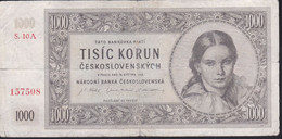 BILLETE DE CHECOSLOVAQUIA DE 1000 KORUN DEL AÑO 1945  (BANKNOTE) - Tschechoslowakei