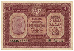 1 LIRA CASSA VENETA DEI PRESTITI OCCUPAZIONE AUSTRIACA 02/01/1918 SUP - Oostenrijkse Bezetting Van Venetië