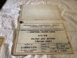 Dessin Plan De Barrage 1967 WATER CONSERVATION AND IRRIGATION COMMISSION GWYDIR RIVER DAM SITE A AVAL DU Girmile EN 5 B. - Arbeitsbeschaffung