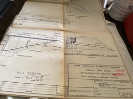 Plan Topographique Dessin Manille River Dam Site  Australia 1969 WATER CONSERVATION & IRRIGATION COMMISSION MANILLA RIVE - Opere Pubbliche