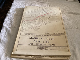 Plan Topographique Dessin Manille Dam S Dam Site  Australia 1969 WATER CONSERVATION & IRRIGATION COMMISSION MANILLA RIVE - Travaux Publics