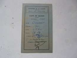 VIEUX PAPIERS - CARTE DE MEMBRE : Ministère De La Marine - Mess Des Officiers 1950 - Tarjetas De Membresía