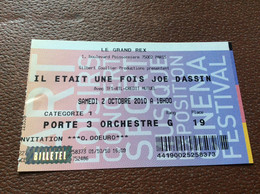 TICKET DE CONCERT  JOE DASSIN  Le Grand Rex PARIS  Octobre  2010 - Concerttickets