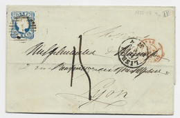 PORTUGAL 25 REIS LETTRE COVER LISBOA 1857 TO FRANCE TAXE 15 MANUSCRITE - Covers & Documents