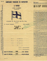 Cie Française De Navigation Circa 1920 De New York Pour Lisbonne Lisboa Portugal Grand Format  Parts Automobile - United States