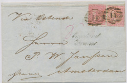 GB 1860 QV 4d Rose-carmin (2x) Sound Used On Very Fine Cover With LONDON Numeral „14“ (Parmenter 14U – NEW EARLIEST DATE - Covers & Documents