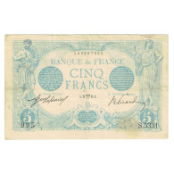 France, 5 Francs, Bleu, 1915, S.5331, TTB, Fayette:02.22, KM:70 - 5 F 1912-1917 ''Bleu''