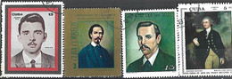 Lot De 4 Timbres Oblitérés, CUBA: Personnalités - Gebraucht