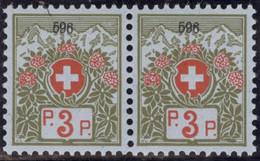 Schweiz Portofreiheit Zu#3A Paar ** Postfrisch 3Rp. Kl#596 Societe De Secours De La Paroisse Réfor Ausgeliefert 750 Stk. - Franchise