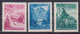 JUGOSLAVIA 1951 POSTA AEREA CONGRESSO DELL'UNIONE DELLE ASSOCIAZIONI DEGLI ALPINI(U.I.A.A.) YVERT. 42-44 MNH XF+++++++++ - Poste Aérienne