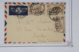 AW12 AOF NIGER  BELLE LETTRE 1953  PAR AVION  NIAMEY A NANTES   FRANCE  ++ AFFRANCH. INTERESSANT - Cartas & Documentos