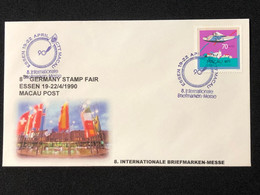 MACAU 8TH GERMANY STAMP FAIR - ESSEN 90 COMMEMORATIVE CANCELLATION ON COVER RARE - Lettres & Documents