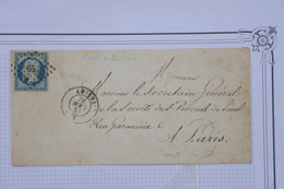 AW18 FRANCE  BELLE LETTRE  1858  AMIENS   POUR  PARIS + N°10 +AFFRANC..INTERESSANT - 1852 Luigi-Napoleone