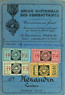 Sermaize Les Bains * RENAUDIN Lucien * Carte De Membre Union Nationale Des Combattants * Ww1 Guerre 14/18 War * Vignette - Sermaize-les-Bains