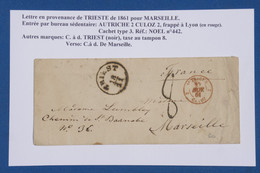 AW20 AUTRICHE  BELLE   LETTRE   1861 TRIEST   POUR MARSEILLE   FRANCE +++++AFFRANC. PLAISANT - ...-1850 Vorphilatelie