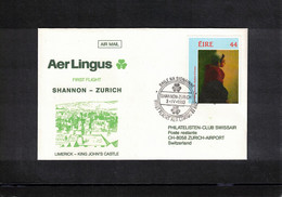 Ireland 1993 Aer Lingus First Flight Shannon - Zurich Interesting Cover - Brieven En Documenten