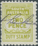 AUSTRALIA,SOUTH AUSTRALIA,Revenue Stamp Tax - Fiscal ,DUTY STAMP,2Pence,Used - Oblitérés
