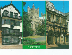 Postcard Rp Devon Exeter Multiview Unused Salmon Larger Format Card - Exeter