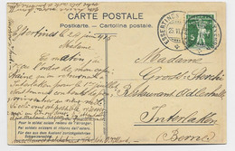 CARTE POSTALE POUR LE SOLDAT SUISSE REVENU DE L'ETRANGER ESSERTINES 25.VI.1915 TO INTERLAKEN - Postmarks