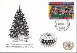 UNO WIEN 1999 Mi-Nr. 206 WEISSE KARTE - WEIHNACHTSPHILA WIEN 26.11.1999 - Brieven En Documenten