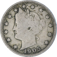 Monnaie, États-Unis, Liberty Nickel, 5 Cents, 1905, U.S. Mint, Philadelphie - 1883-1913: Liberty (Liberté)