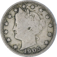 Monnaie, États-Unis, Liberty Nickel, 5 Cents, 1905, U.S. Mint, Philadelphie - 1883-1913: Liberty