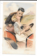 S. MEUNIER - COUPLE D'AMOUREUX - BAISER - FEMME AU VOLANT D'UNE VOITURE ANCIENNE N°49 / 5 L.E. AMOURS DELICES ET AUTOS - Meunier, S.