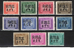 TRIESTE - AMGFTT - 1947 - SERIE SEGNATASSE DELLA REPUBBLICA CON SOVRASTAMPA SU UNA RIGA - MNH - Revenue Stamps
