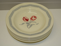 *6 ASSIETTES DEMI CREUSES LE CONSORTIUM LES GRANDES MARQUES DIGOIN TULIPE  E - Digoin (FRA)