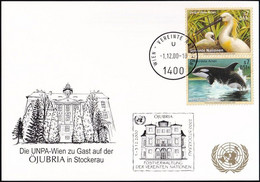 UNO WIEN 2000 Mi-Nr. 223 WEISSE KARTE - ÖJUBRIA STOCKERAU 01.12.2000 - Covers & Documents