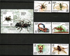 CUBA 2021 *** Insects Spiders Arachnids 6 V Stamps + 1 MS MNH (**) Limited Edition - Neufs