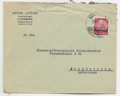 LUXEMBOURG REICH 12C SOLO LETTRE COVER LUXEMBOURG 1941 TO FRANCE ALSAGE LORRAINE - 1940-1944 Deutsche Besatzung
