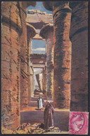 F-EX24498 EGYPT POSTCARD KARNAK TEMPLE TO MADRID SPAIN. - Other & Unclassified