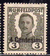 AUSTRIAN OCCUPATION OCCUPAZIONE AUSTRIACA 1918 EMPEROR IMPERATORE CARL CARLO I NON EMESSI NOT ISSUE CENT. 4c Su 3h MH - Oest. Besetzung