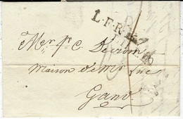 1819- Lettre De 57 / LILLE ( France ) Pour Gand  - L.F.R.1 - Au Dos,FRANKRYK / OVER MEENEN - 1815-1830 (Holländische Periode)