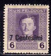 AUSTRIAN OCCUPATION OCCUPAZIONE AUSTRIACA 1917 1918 IMPERATORE EMPEROR CARL I CARLO CENT. 7c Su 6h MH - Oostenrijkse Bezetting