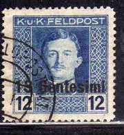 AUSTRIAN OCCUPATION OCCUPAZIONE AUSTRIACA 1917 1918 IMPERATORE EMPEROR CARL I CARLO CENT. 13c Su 12h USED USATO OBLITERE - Oostenrijkse Bezetting