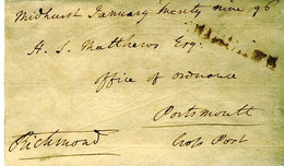 GB 1796  Front  Signed By The 3rd Duke Of Richmond To The Office Of Ordnance. Portsmouth It Is Dated 29th January 1796 - ...-1840 Precursores