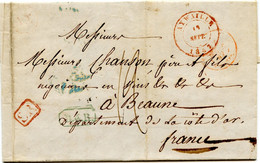 BELGIQUE - CAD AYWAILLE + SR + BOITE AX ROUGE (B/TB) SUR LETTRE AVEC TEXTE DE COMBLAIN LA TOUR POUR LA FRANCE, 1847 - Rural Post