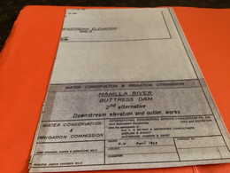 Plan Topographique Dessin  Du Barrage Manille Dam S Dam Site  Australia 1969  MANILLA RIVER DAM - Travaux Publics