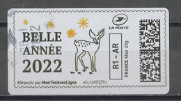 France - Frankreich Timbre Personnalisé Y&T N°MTEL R1-20-002 - Michel N°BS(?) (o) - Bonne Année 2022 - Francobolli Stampabili (Montimbrenligne)