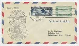 USA LETTRE COVER AIR MAIL FIRST FLIGHT ASIA GUAM MACAO APR 27 1937 TO USA - Airmail