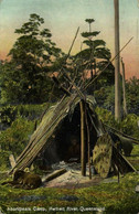 Australia, QUEENSLAND, Herbert River, Aboriginal Camp, Shield (1910s) Postcard - Aborigènes