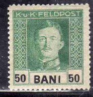 AUSTRIAN OCCUPATION OF ROMANIA OCCUPAZIONE AUSTRIACA 1918 EMPEROR CARL I 50b  MH - Bezetting